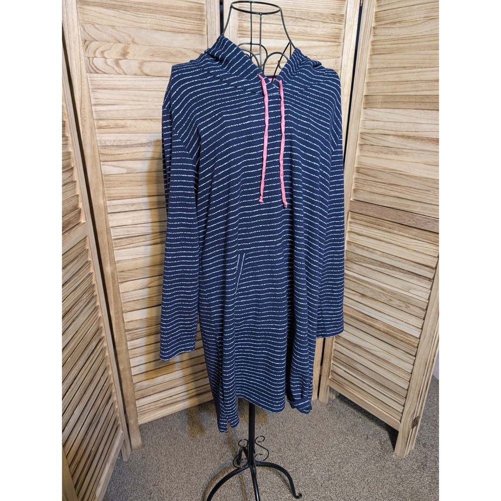 Nautica Sleepwear Nightgown Dress Womens Soft Navy White Stripe PJs Size L $48